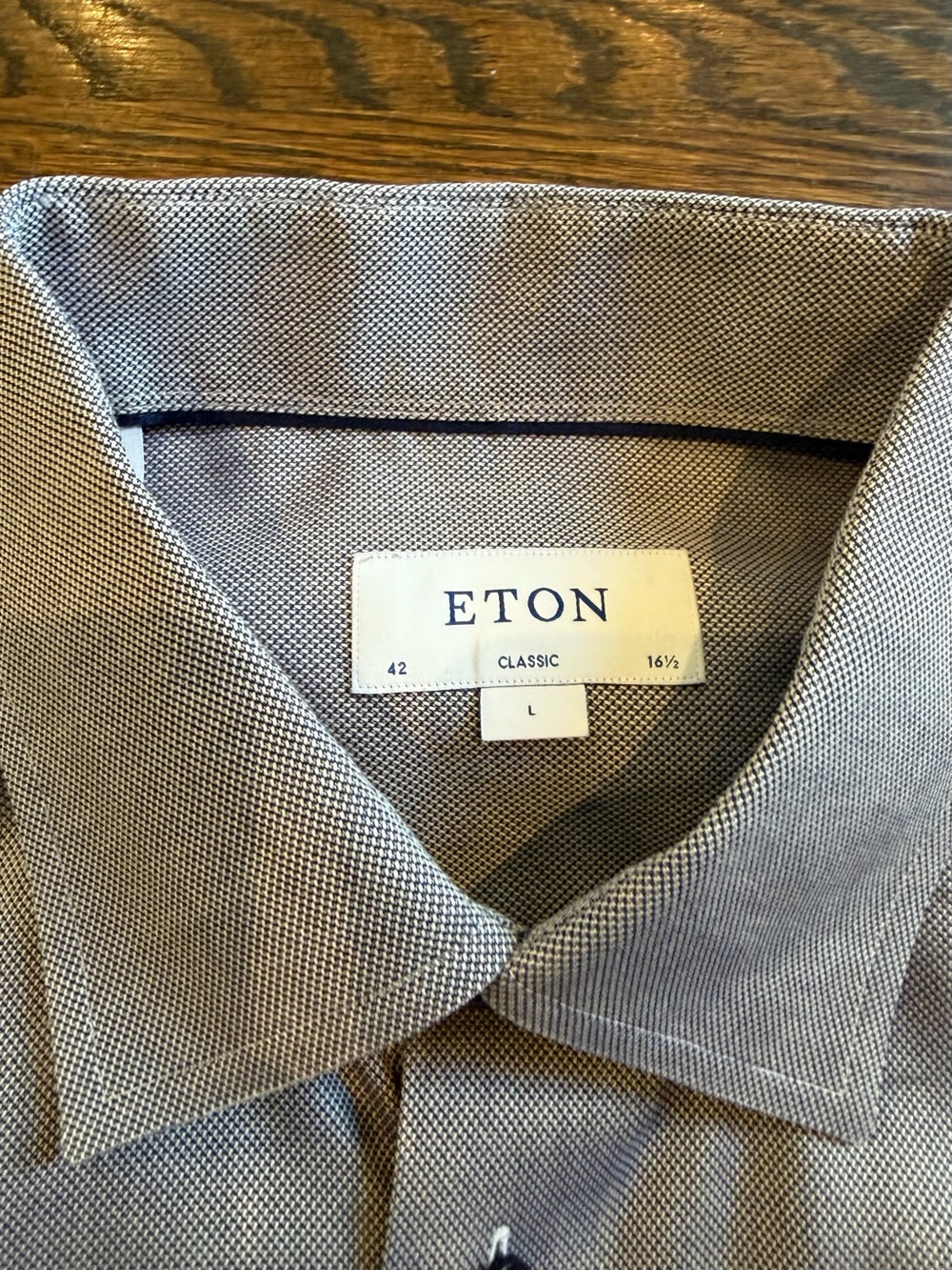 Eton Men's Collared Dress Shirt in a textured Weave NEVER WORN PLASTIC IN TACT